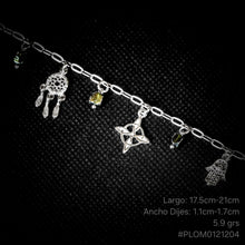 Cargar imagen en el visor de la galería, PULSERA DIJES PROTECCIÓN CON TURMALINA VERDE
