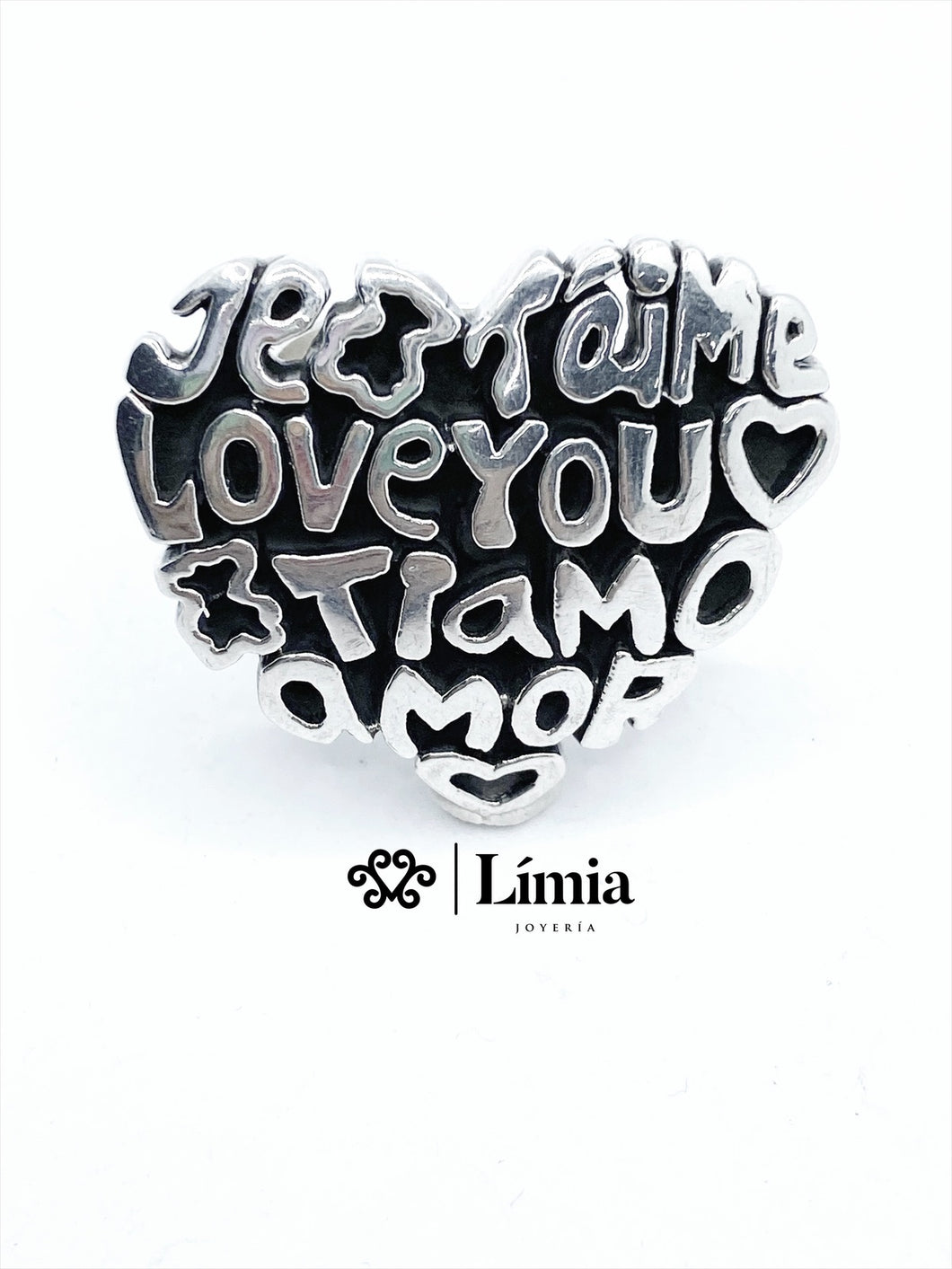 ANILLO ELECTROFORMADO CORAZÓN LETRAS